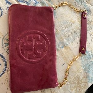 Tory Burch clutch burgundy red